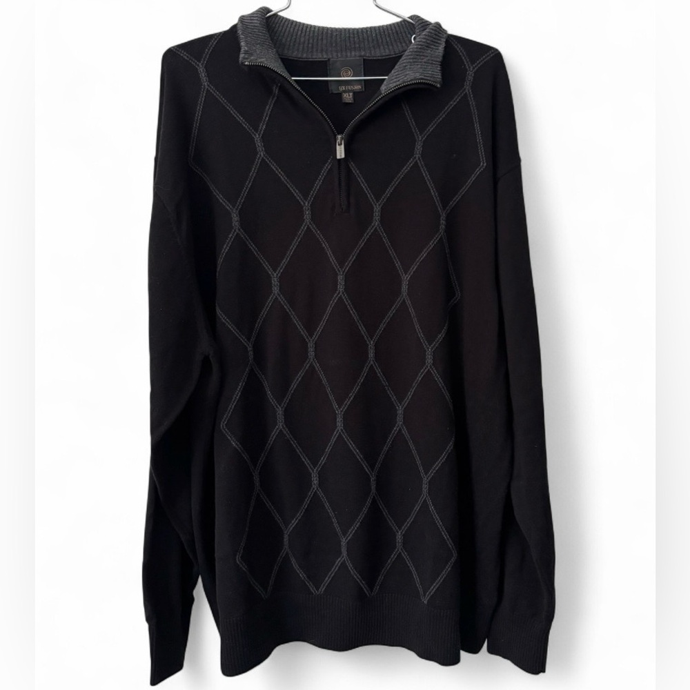 F/X Fusion Men's Quarter Zip Sweater with Diamond Stitching Size XLT Preppy